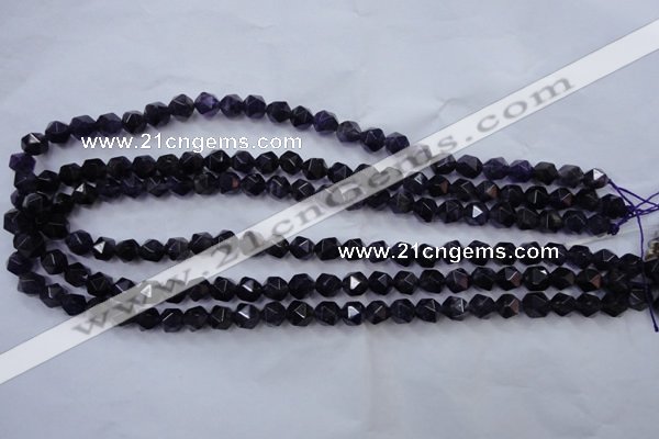 CNG926 15 inches 8mm faceted nuggets amethyst gemstone beads
