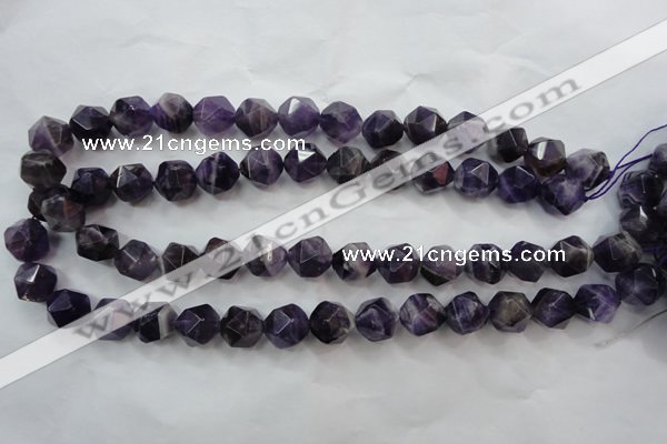 CNG932 15 inches 16mm faceted nuggets amethyst gemstone beads