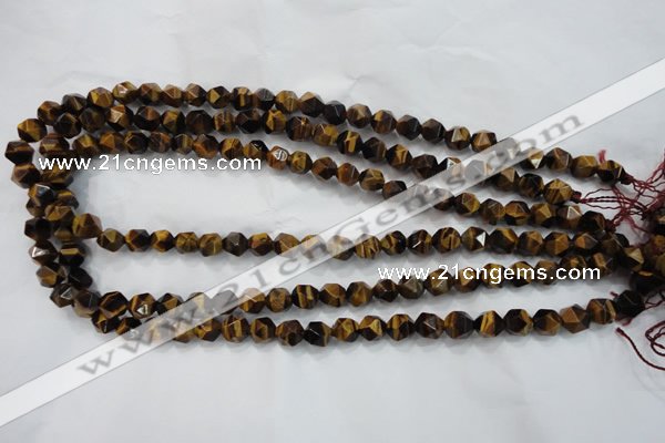 CNG935 15 inches 6mm faceted nuggets yellow tiger eye beads