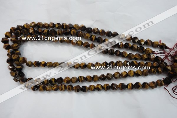 CNG936 15 inches 8mm faceted nuggets yellow tiger eye beads
