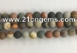 CNI380 15.5 inches 14mm round matte American picture jasper beads