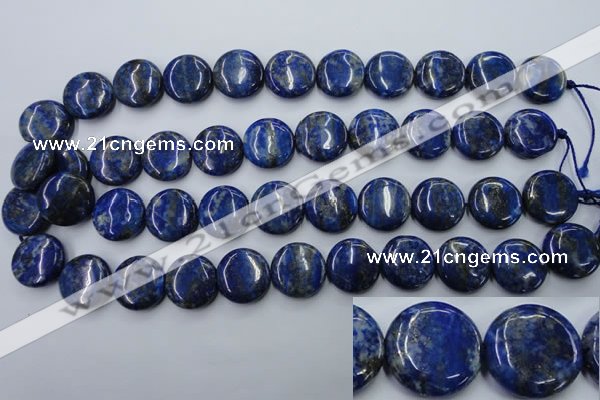 CNL734 15.5 inches 18mm flat round natural lapis lazuli gemstone beads