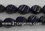 CNL920 15.5 inches 10*14mm twisted rice natural lapis lazuli beads