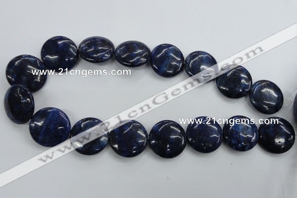 CNL929 15.5 inches 25mm flat round natural lapis lazuli gemstone beads