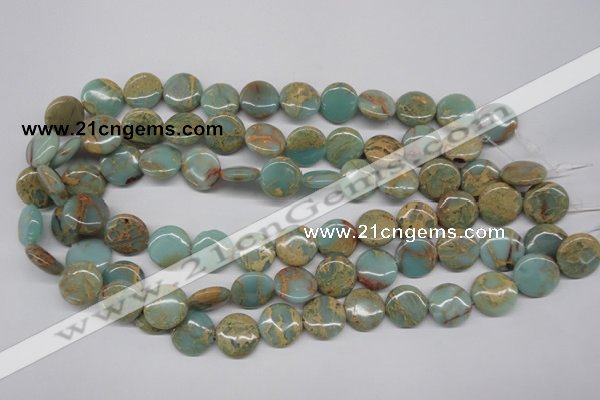 CNS161 15.5 inches 16mm flat round natural serpentine jasper beads