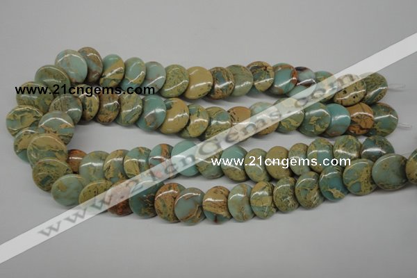 CNS175 15.5 inches 18mm flat round natural serpentine jasper beads