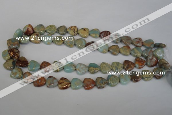 CNS187 15.5 inches 14*14mm triangle natural serpentine jasper beads