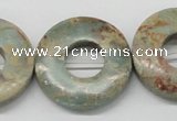CNS23 16 inches 30mm flat round natural serpentine jasper beads