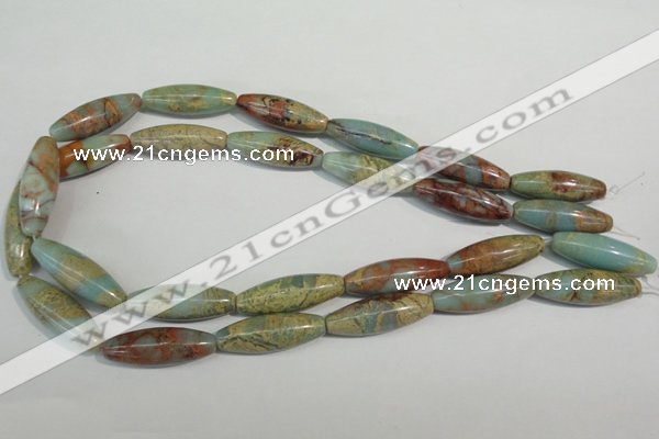 CNS278 15.5 inches 10*30mm rice natural serpentine jasper beads