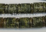 CNS518 15.5 inches 4*14mm rondelle & 12*14mm tube serpentine jasper beads