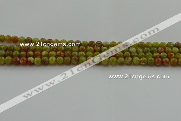 CNS601 15.5 inches 6mm round green dragon serpentine jasper beads