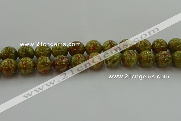 CNS607 15.5 inches 18mm round green dragon serpentine jasper beads