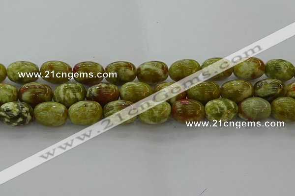 CNS664 15.5 inches 13*18mm drum green dragon serpentine jasper beads