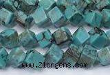 CNT555 15.5 inches 4mm cube turquoise gemstone beads