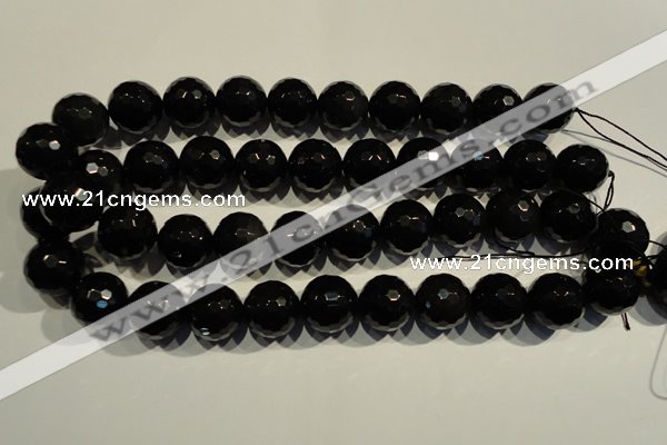 COB457 15.5 inches 18mm faceted round black obsidian beads