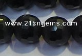 COB478 15.5 inches 16mm faceted round matte black obsidian beads