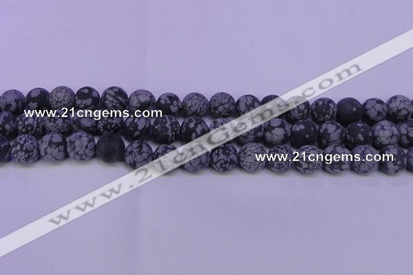 COB564 15.5 inches 12mm round matte snowflake obsidian beads