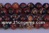 COB660 15.5 inches 4mm round red snowflake obsidian beads