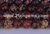 COB661 15.5 inches 6mm round red snowflake obsidian beads