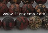 COB674 15.5 inches 12mm round matte red snowflake obsidian beads