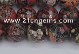 COB680 15.5 inches 12mm faceted round red snowflake obsidian beads