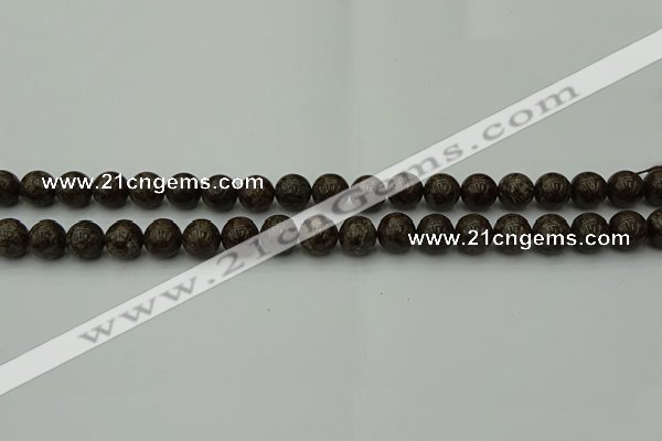 COB801 15.5 inches 6mm round red snowflake obsidian beads