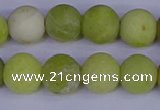 COJ404 15.5 inches 12mm round matte olive jade beads wholesale