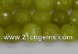 COJ411 15.5 inches 10mm faceted round olive jade beads