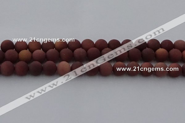 COJ474 15.5 inches 12mm round matte African blood jasper beads