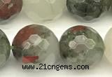 COJ498 15 inches 12mm faceted round blood jasper beads