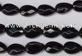 CON72 15.5 inches 8*12mm faceted flat teardrop black onyx gemstone beads