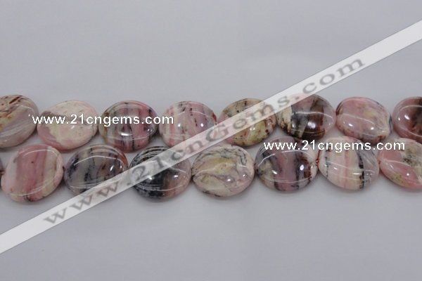 COP1265 15.5 inches 20mm flat round natural pink opal gemstone beads