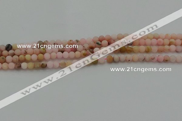 COP1330 15.5 inches 4mm round matte natural pink opal gemstone beads