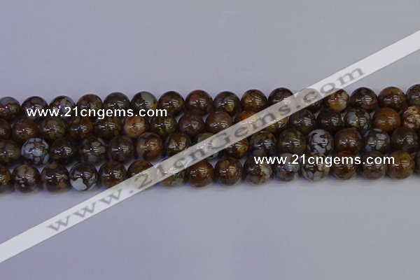COP1374 15.5 inches 12mm round fire lace opal beads wholesale
