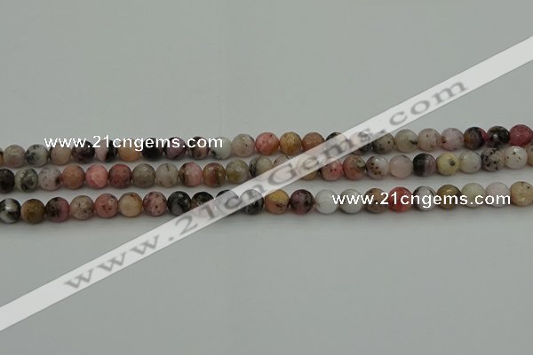 COP1411 15.5 inches 6mm faceted round natural pink opal gemstone beads