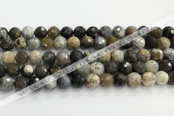 COP1612 15.5 inches 12mm faceted round moss opal beads