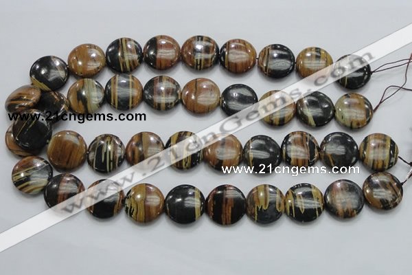 COP213 15.5 inches 20mm flat round natural brown opal gemstone beads