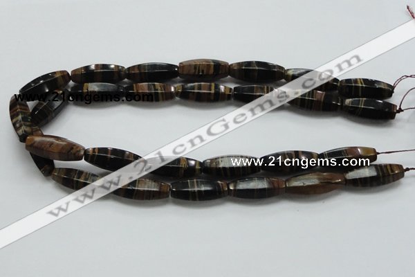 COP241 15.5 inches 10*30mm faceted rice natural brown opal gemstone beads