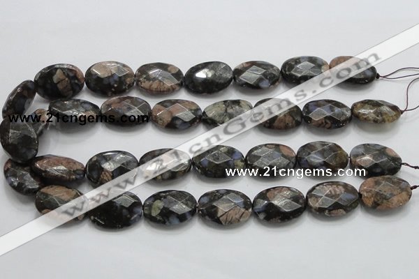 COP261 15.5 inches 18*25mm faceted oval natural grey opal beads