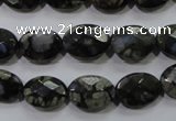 COP486 15.5 inches 10*14mm faceted oval natural grey opal beads
