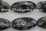COP494 15.5 inches 15*30mm faceted oval natural grey opal beads