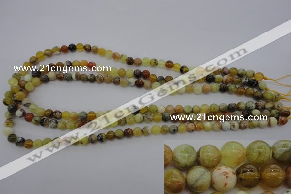 COP587 15.5 inches 6mm round natural yellow & green opal beads