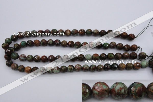 COP963 15.5 inches 10mm faceted round green opal gemstone beads