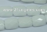 CPB329 15 inches 12*16mm faceted rectangle white porcelain beads