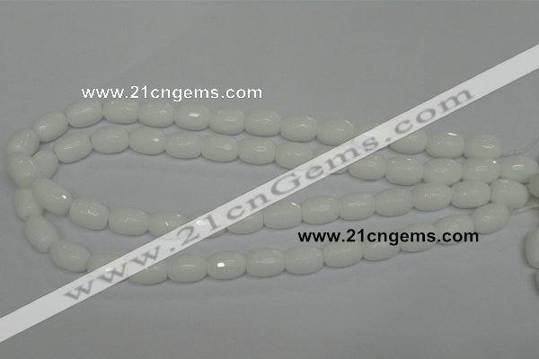 CPB41 15.5 inches 10*14mm faceted drum white porcelain beads