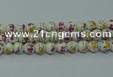 CPB693 15.5 inches 10mm round Painted porcelain beads