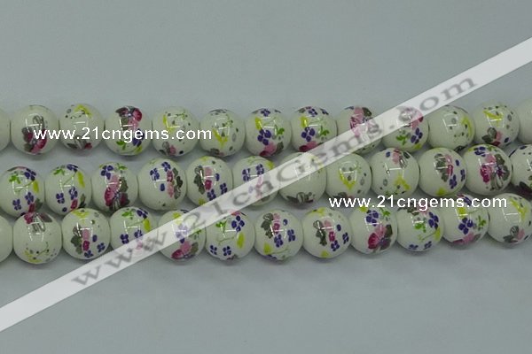 CPB772 15.5 inches 8mm round Painted porcelain beads