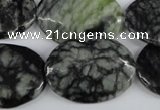 CPJ220 15.5 inches 22*30mm oval green picasso jasper beads
