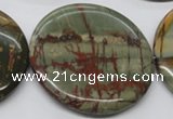 CPJ39 15.5 inches 55mm flat round picasso jasper beads wholesale
