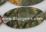 CPJ415 15 inches 25*50mm faceted oval picasso jasper gemstone beads